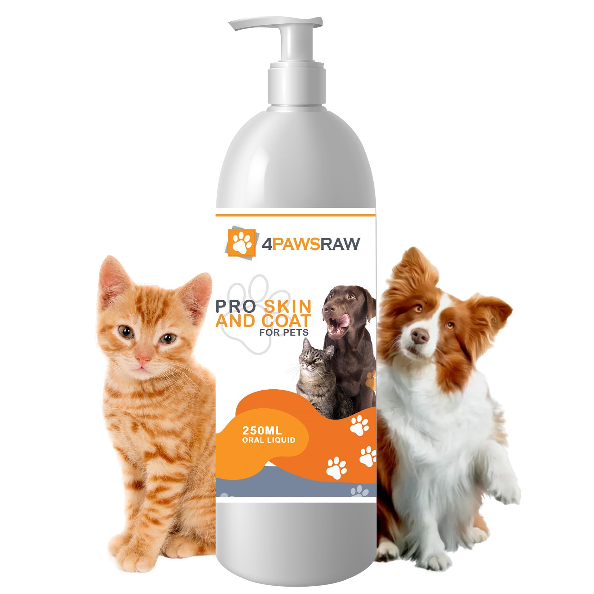 4PAWSRAW Pro3 Mix Skin & Coat Care Supplement For Dogs Itchy or Sensitive Skin Liquid Supplements For Pets (250ML)