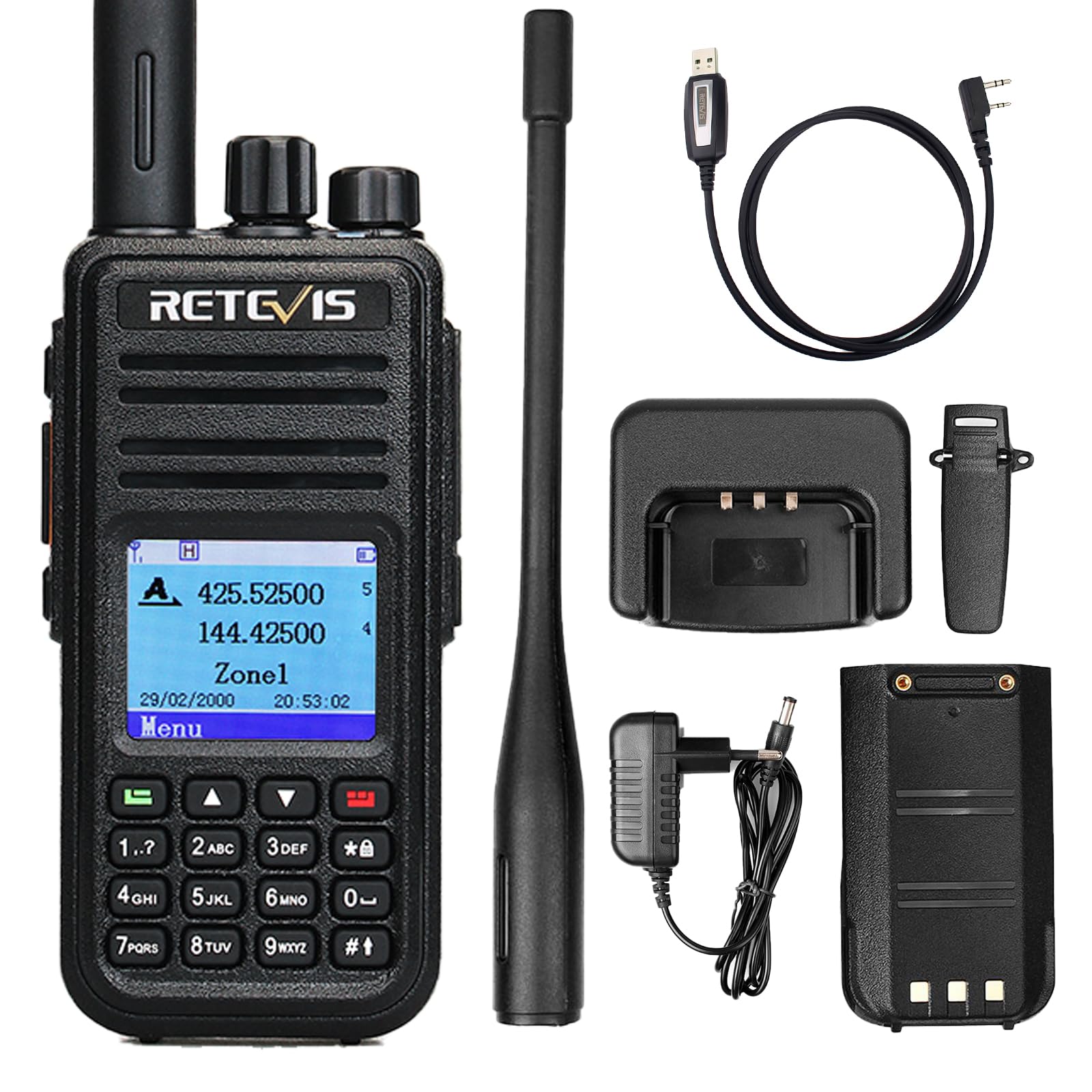 Retevis RT3S DMR Radio, Digital/Analog Amateur Radio, Handheld Radio with GPS and APRS, Supports OpenGD77, Compatible with MOTOTRBO Tier Ⅰ & Ⅱ, TDMA, 3000 Channels Amateur Radio (1 Piece, Black)