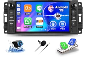 SIXTOP [4+64G] Android Car Stereo for Dodge Grand Caravan Jeep Wrangler JK Grand Cherokee Chrysler Chevrolet with Carplay And