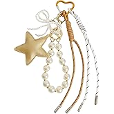 QTMY Cute Star Pearl Beaded Bow Rope Braided Keychain Bag Charms for Handbag Purse Backpack Accessories for Bogg Bag,672