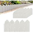 ARRYNTHEON Landscape Edging Kit 6.7 in Tall Decorative Double-Sided Wood-Look Fence Garden Border, Flower Bed Edging with 30 Anchoring Spikes, 13.9 Foot Kit (White)