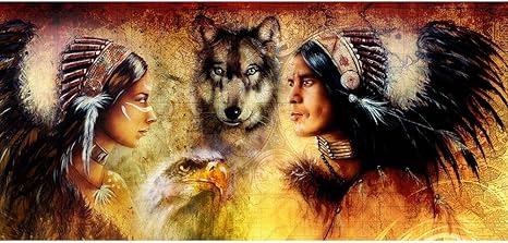 Amazon Colorido 抽象的なインドと狼の壁アートペインティング ホームインテリア 40cm X 80cm アートフレーム ポスター オンライン通販