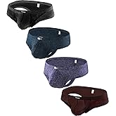 Hanhepee Men's Mini Cheek Thong Breathable Under Panties Boxer Briefs Silky Sexy String Thong Undie