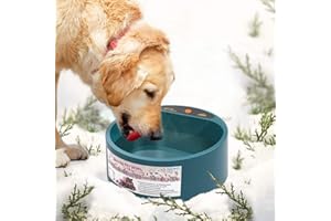 PETLESO Heated Water Bowl for Dog, Heated Dog Bowl for Cats Birds Chicken Water Heater, Outdoor Dog Bowl Provides Drinkable Water in Frozon Winter, 0.58 Gallon