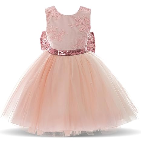 NNJXD Mädchen Sleeveless Knöchel Länge Tutu Prinzessin Hochzeit rosa Kleid