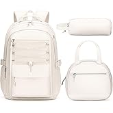 Fimibuke Kids Backpack for Girls, 3 PCS Waterproof Girls Backpack with Lunch Box & Pencil Case, Lightweight Bookbag Set for Kids Teen Girl Travel School Bag for Elementary Middle High School Students