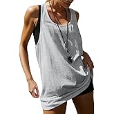 MIHOLL Women's Cotton Racerback Sleeveless Relaxed-Fit Tank Top
