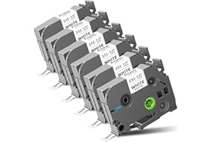 PRISTAR 6X TZe-231 TZ Tape 12mm 0.47" Laminated White P Touch Label Tape Replace for Brother Label Maker Tape, Compatible with Brother PTouch Label Maker PTD210 H110 D220 D600 D400 D410 2040, Black on White