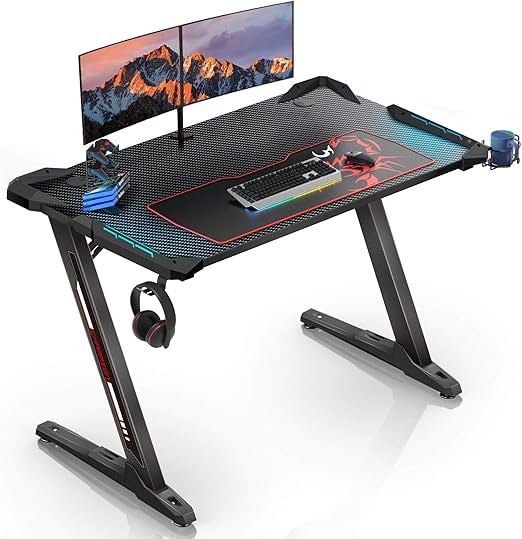 EUREKA ERGONOMIC Z1S Gaming Desk 43.3" Z Shaped Office PC Computer