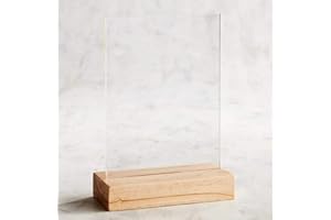 Blank Acrylic Sign with Wood Stands,Acrylic Table Number with Wood Holder,Oak Wood Place Card Holder for Sign,Display and Dec