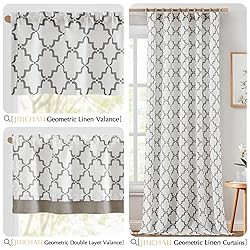 jinchan Linen Valance Curtain for Windows 16 Inch