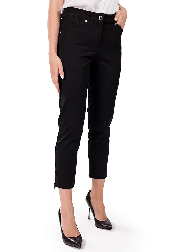 FEMME Elegante Damen-Hose n 7/8-Länge weicher Fester Stoff vorteilhafte Betonung der Figur Hose für Frauen Herbst Frühling Bü