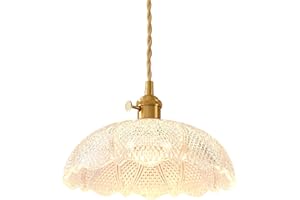 Oyisen Hanging Lamp,9.8 Inch Pendant Lights Kitchen Island Golden Light Cord Pendant Light Flower Lampshade Vintage Pendant Light Farmhouse Pendant Light Fixtures
