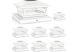 APONUO 5x5 Solar Post Cap Lights White, 8 Pack Solar Fence Post Lights - Adjustable Brightness Warm White, IP64 Waterproof, Vintage Edison Bulb - Fits 4x4 5x5 6x6 Wood Vinyl Fence & Deck Posts