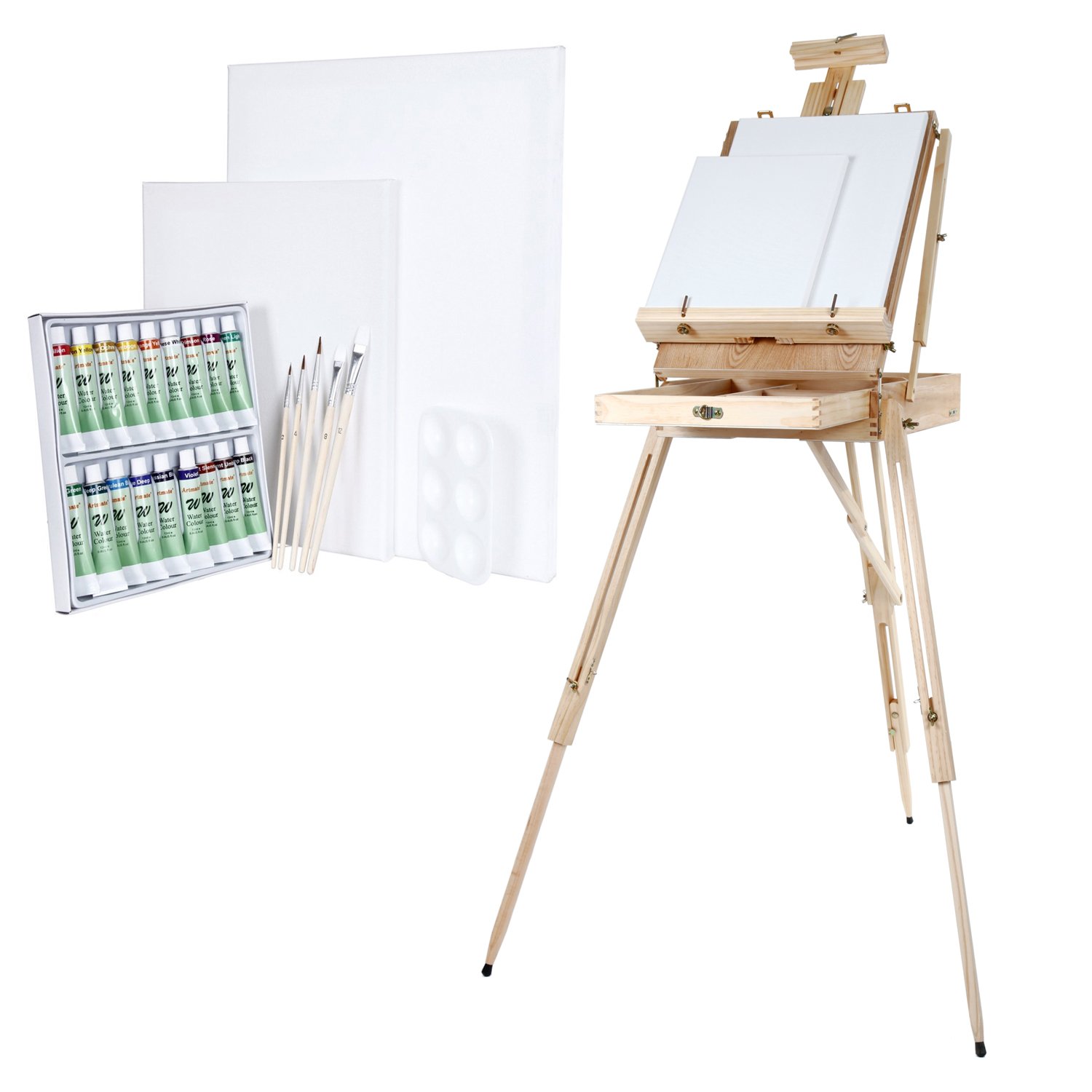 Artina Artist Tripod Field Box Easel Madrid Pine Painting Easel Art Case to Field Easel 18