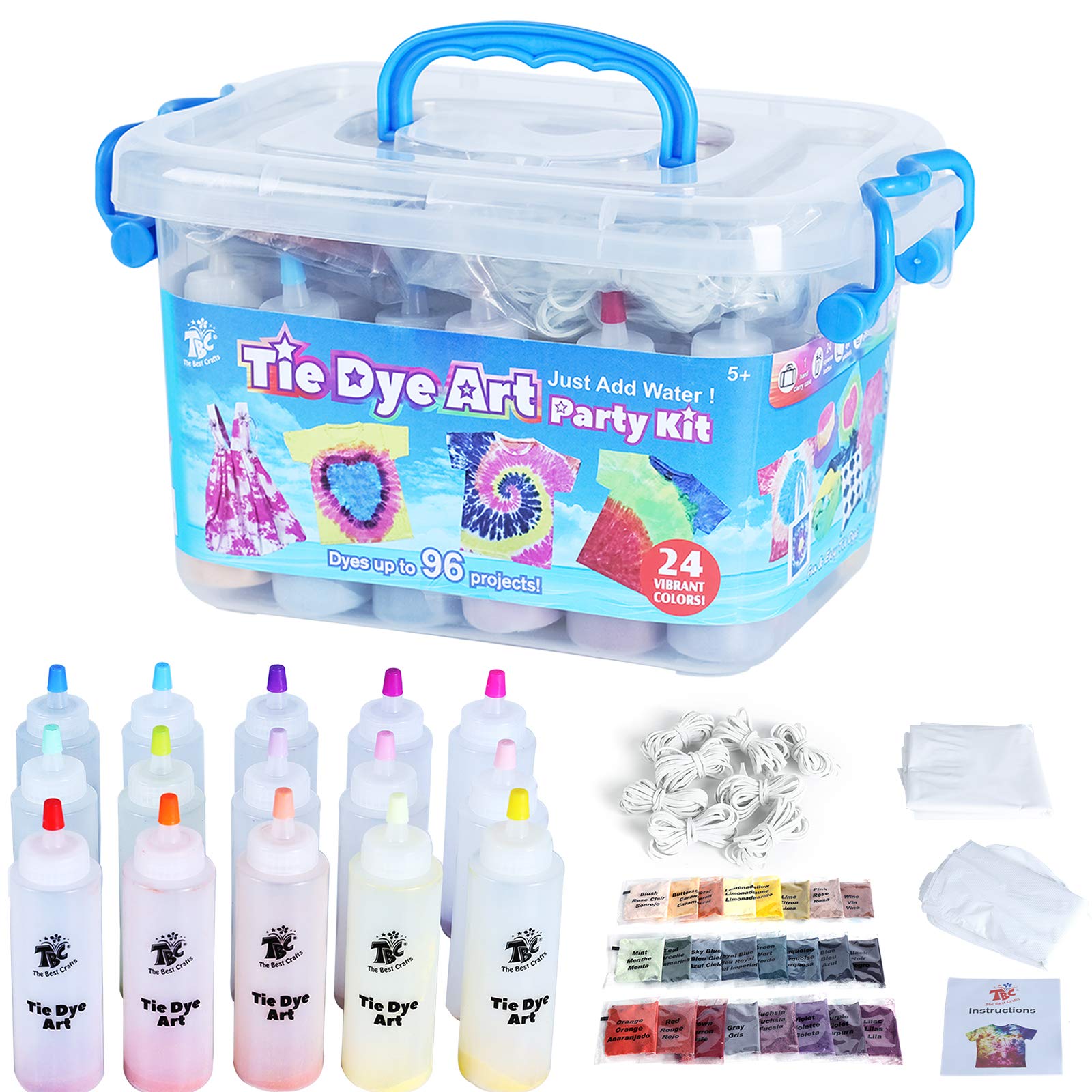 TBC The Best Crafts Tie-Dye Art Kit for Over 12 Kids to Play, Easy & Fun (24 Colours)