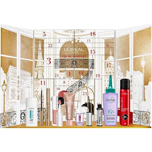 L'Oréal Paris Holidays 2025 24 Day Festive Beauty Advent Calendar Gift Set. 24 of the Brand’s Best Beauty Favourites across Beauty Makeup, Skincare & Haircare Giftset