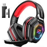 Ozeino 2.4GHz Gaming Headset Wireless with Flip Mic for Ps5, Ps4, PC, Gaming Headphones with USB-A &amp; USB-C Transmitter, 40Hr Battery Gamer Headset for Laptop, Mobile, Mac