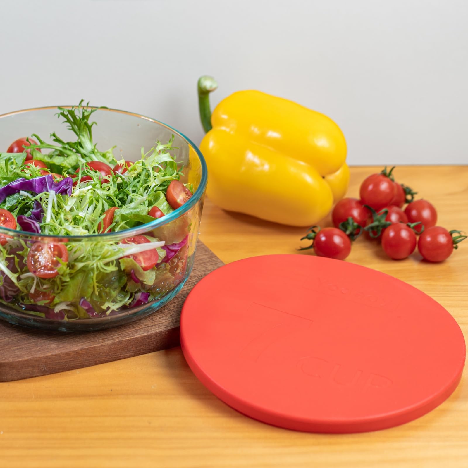 Photo 1 of 1 Pcs 7 Cup Red Silicone Bowl Lid fit Pyrex and Anchor Hocking Glass Bowls 7402-PC 7Cup, 7.28in diameter Lid(Red)