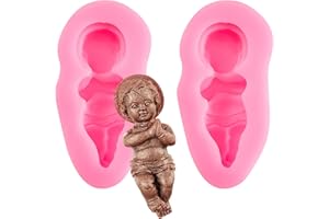 SUCLAIN 2 Pcs King Baby Jesus Figurine Cake Molds Mardi Gras Mini Figure Molds Silicone Nativity Mold Pink 3D Resin Candy Mold Religious Gifts for Cake Decoration Nativity Set Religious Gifts