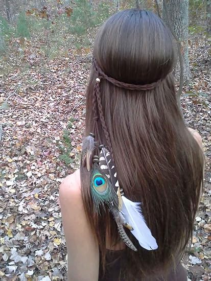 Ushiny 1920s Feather Headband Indian Feathers Headdrass Boho