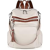 UTO Women Backpack Purse Leather Vegan Ladies Fashion Designer Rucksack Convertible Travel Shoulder Bag with Tassel