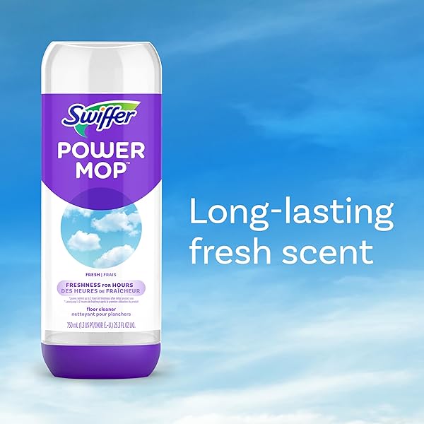 SWIFFER POWERMOP FLOOR CLEANING SOLUTION WITH FRESH SCENT, POWERMOP REFILLS, FLOOR CLEANER FOR MOPPING, 25.3 FL OZ, 2 PACK