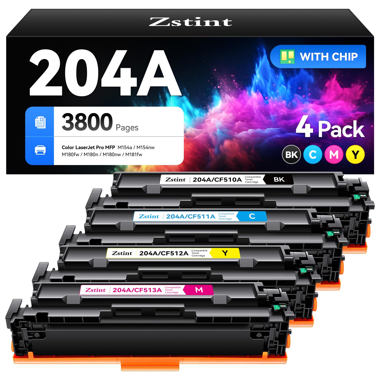 204A Toner Cartridge Set 4-Pack Replacement for HP