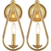 VANZARLA Rustic Wall Sconces Set of 2, Modern Farmhouse Sconces Wall Lighting, 1-Light Gold Wall Light Fixtures for Porch Ent
