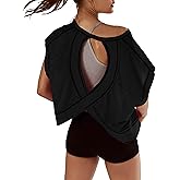 Kumufenc Women Short Sleeve Workout Shirts Open Back Tops Casual Yoga Y2k Athletic Gym Slouchy Crop Running Tees