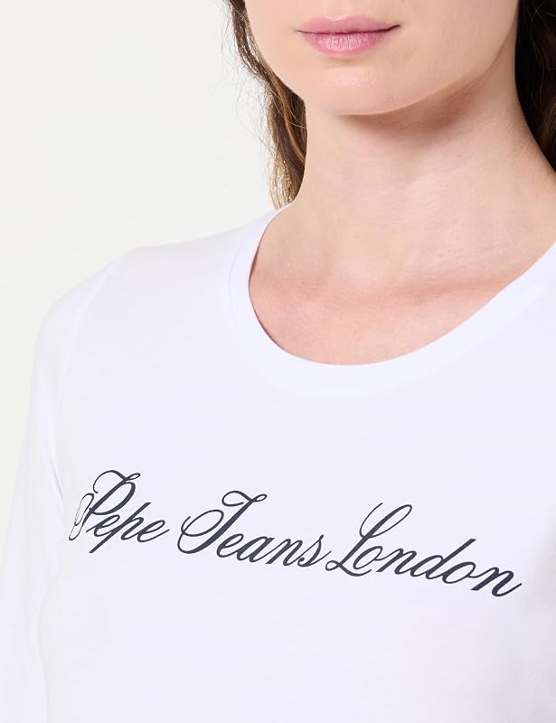 W Basic Stretch Logo L/S T-Shirt, Bianco (Bianco), XS, Bianco (Bianco), XS
