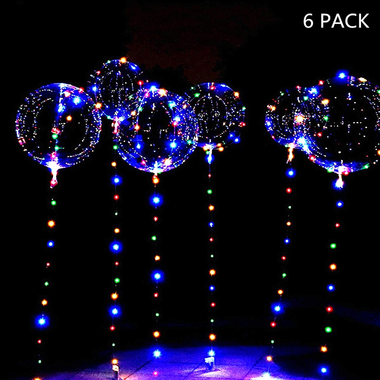 6 Packs LED Light Up BoBo Balloons,10 PCS Transparent