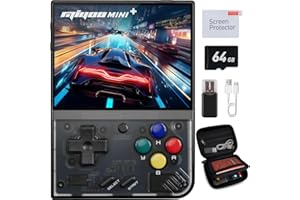 migofee Miyoo Mini Plus Retro Gaming Console, with Dedicated Storage Case, 3.5 Inch IPS 640x480 Screen, 64G TF Card with 10,000+ Games, 3000mAh 9+Hours Battery, Support Wireless Network