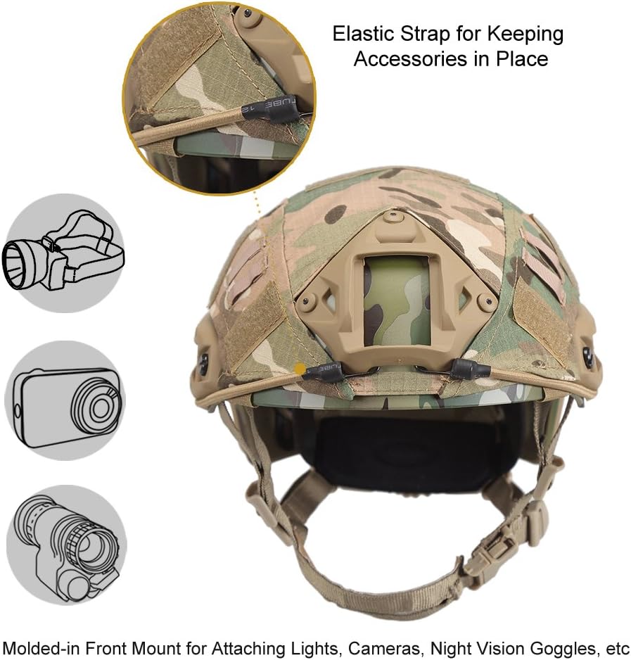 Onetigris Tactical Helmet - Airsoft Fast Helmet PJ Type Military With Cover & Nvg Mount Goggles for Cqb Shooting Paintball Camo - Image 3
