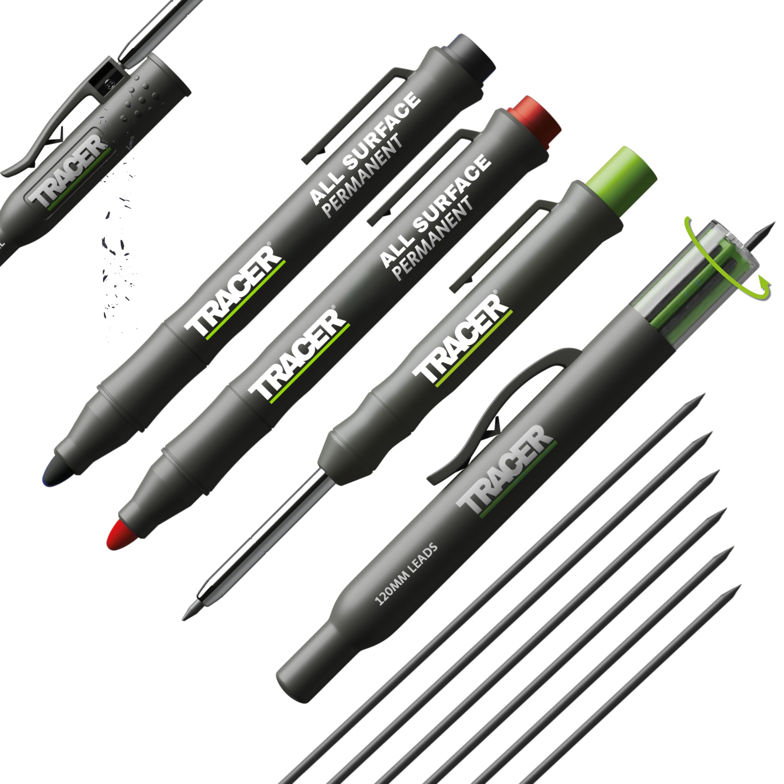 Tracer Marking Kit - Deep Hole Pencil, ALH1 Lead set and 2 Clog Free Markers with Holsters — image 1