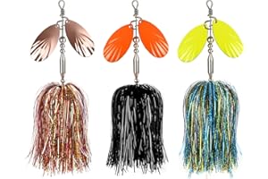 QualyQualy Fishing Spinner Bait 3pcs, Musky Bucktail Spinnerbait with Double Blades for Pike, Bass, and Trout,Multiple Color Fishing Lures for Freshwater Saltwater