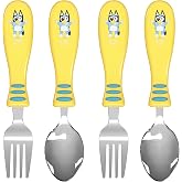 Zak Designs Bluey Kid Flatware Set with Fun Character Art on Both Utensils, Non Slip Fork and Spoon Set is Perfect for Encouraging Picky Eaters to Finish Their Plates (2 pk, BPA-Free)