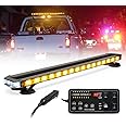 LUMENIX 38 Inch 216 LED Rooftop Strobe Emergency Lights Bar w/Controller Amber Warning Flashing Traffic Lightbar and White Alley Take Down Light for Construction Vehicles Towing Work Trucks Snow Plow