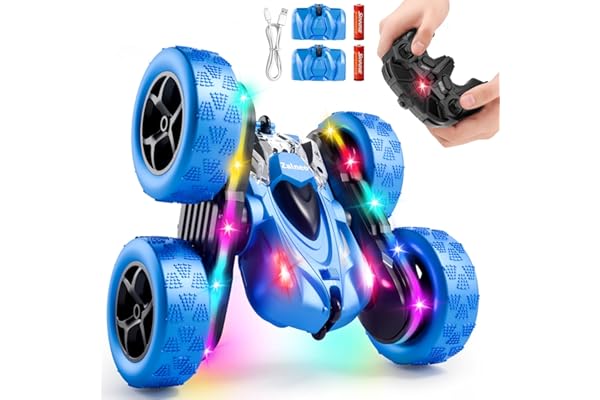 Zalneo Remote Control Stunt Car 4WD 360° Flip Double‑Sided RC Cars, LED Light Bar, USB‑C Modular Battery, 2.4 GHz Outdoor Bea