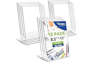 SVOPY Acrylic Sign Stand Holder - 8.5x11 Inches Plastic Acrylic Literature Holders, 12 Pack Sign Holders Suit for Flyer, Magazine, Pamphlet, Booklet Display