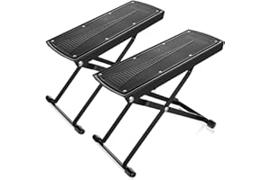 QTLCOHD 2 Pack Guitar Foot Stool, 10 Inch 6 Position Height Adjustable Guitar Foot Rest for Classical Acoustic Guitar Player, Non-Slip