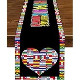 Nepnuser Hispanic Heritage Month Table Runner Love Heart Latino Countries Flags Decoration Home Kitchen Dining Room Decor (13" x 72")