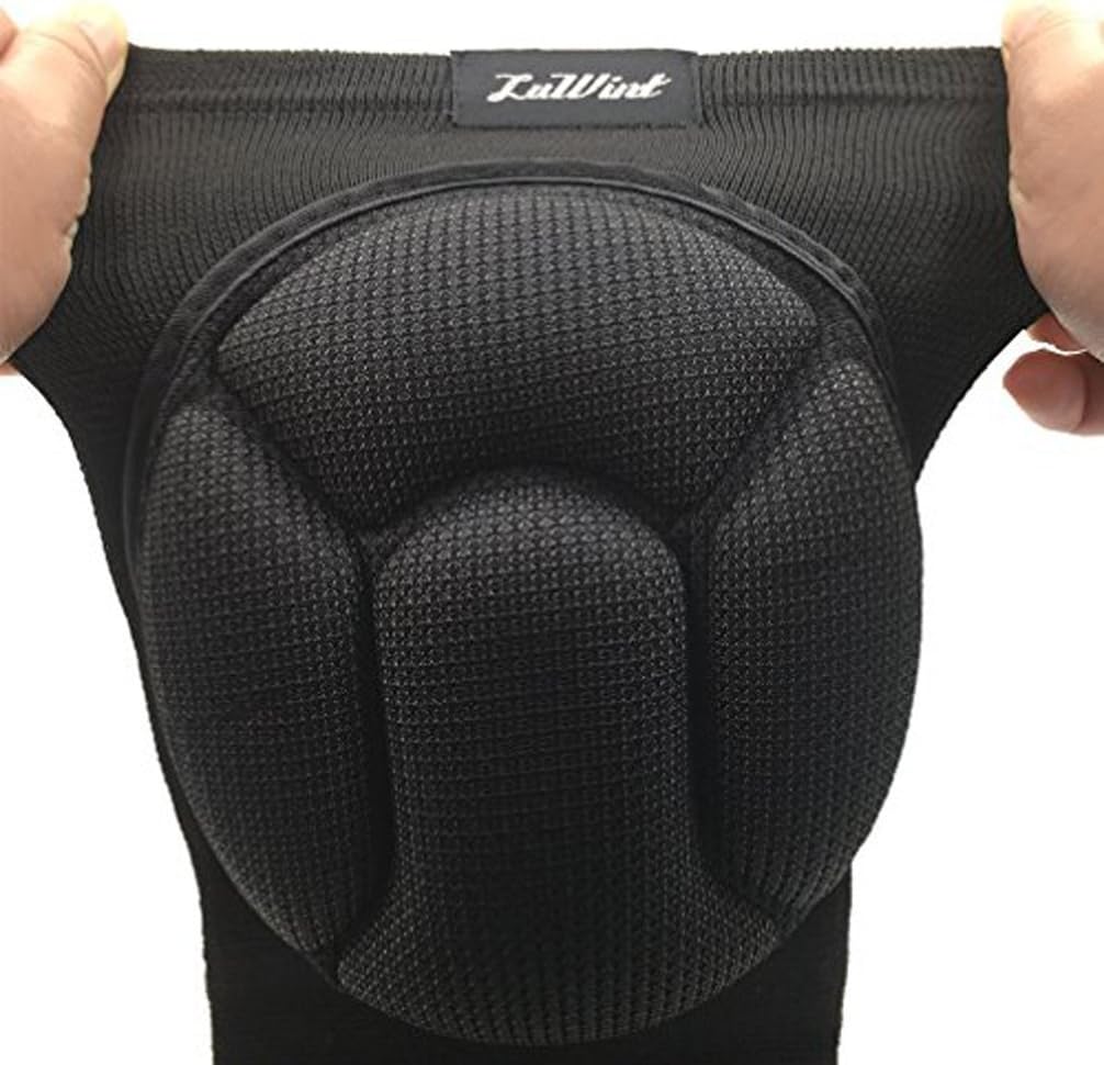 Luwint Protective Thick Sponge Knee Pads Knee Brace - High Elastic Non-Slip Basketball Volleyball Knee Sleeves Support for Gardening Weightlifting Running Gym Yoga, 1 Pair Unisex : Industrial & Scientific