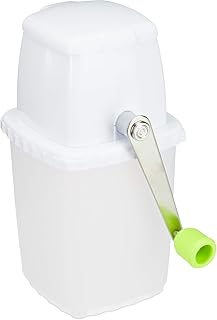 Relaxdays, weiß-grün Eiscrusher manuell, Eiszerkleinerer, mit Handkurbel, Barzubehör, ohne Strom, rostfrei, Ice Crusher, Standard