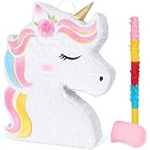 WERNNSAI Unicorn Pi&ntilde;ata, Unicorn Birthday Decorations, Rainbow Unicorn | Pi&ntilde;atas Para Cumplea&ntilde;os, with Blindfold and Stick, Birthday Decorations for Girls Kids, Princess Birthday Party Decorations