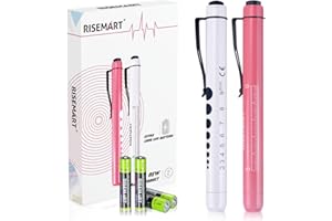 Penlight RISEMART Nurse Diagnostic Reusable LED Pen and Light with Pupil Gauge Measurements for Nursing Students Doctors with