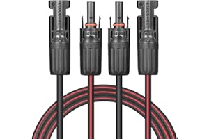 Valemo Solar Cable 10 Feet 2x10 AWG Twin Wire Solar Extension Cable, Copper Strand with Female and Male Connectors on Both Ends, Solar Panel Cable Wire & Adaptor for Home, Shop and RV Solar Panels