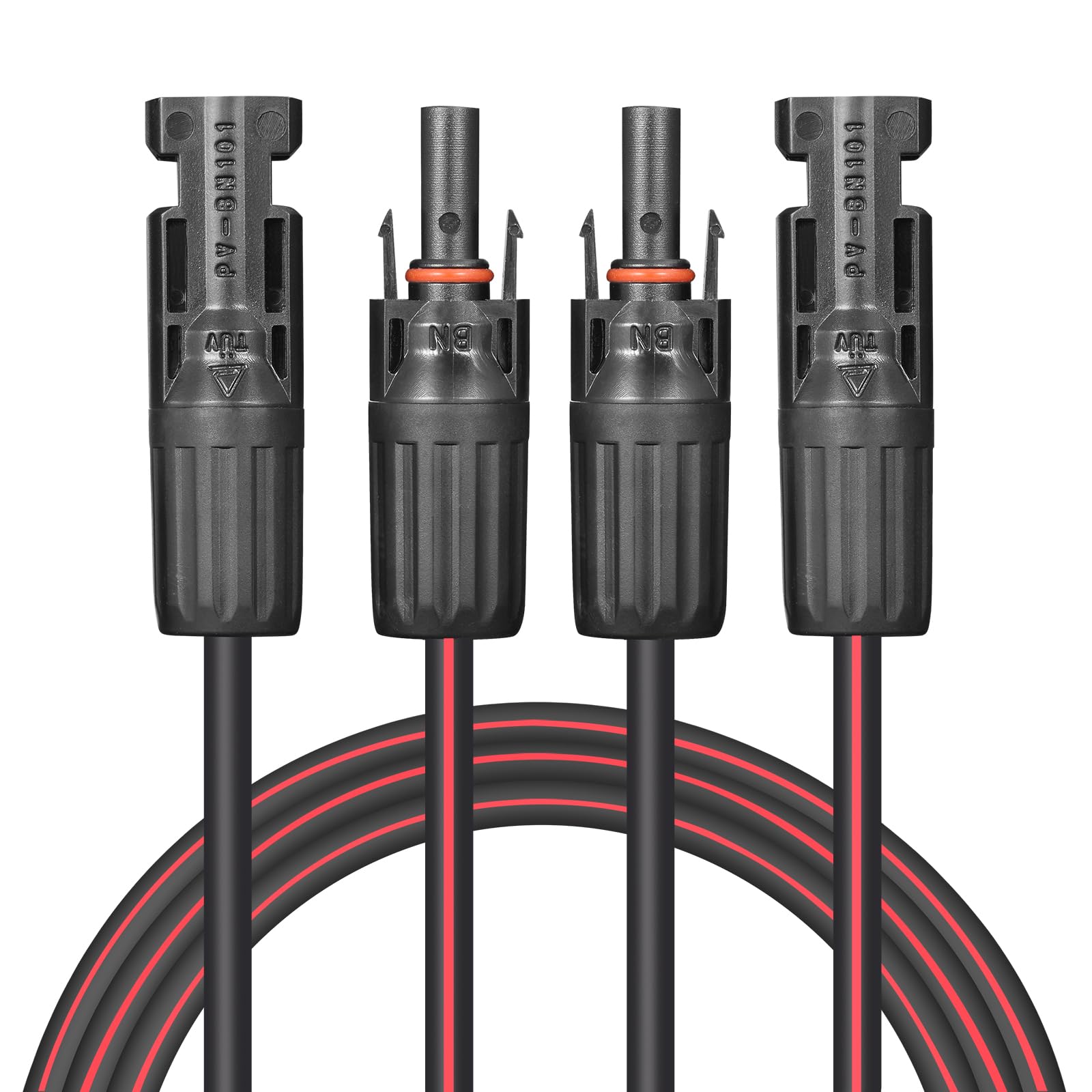 VALEMO 10ft/3m 12AWG/4mm² twin-core solar cable with male and female MC4 connectors on opposite ends. For domestic, shop and caravan solar panels.