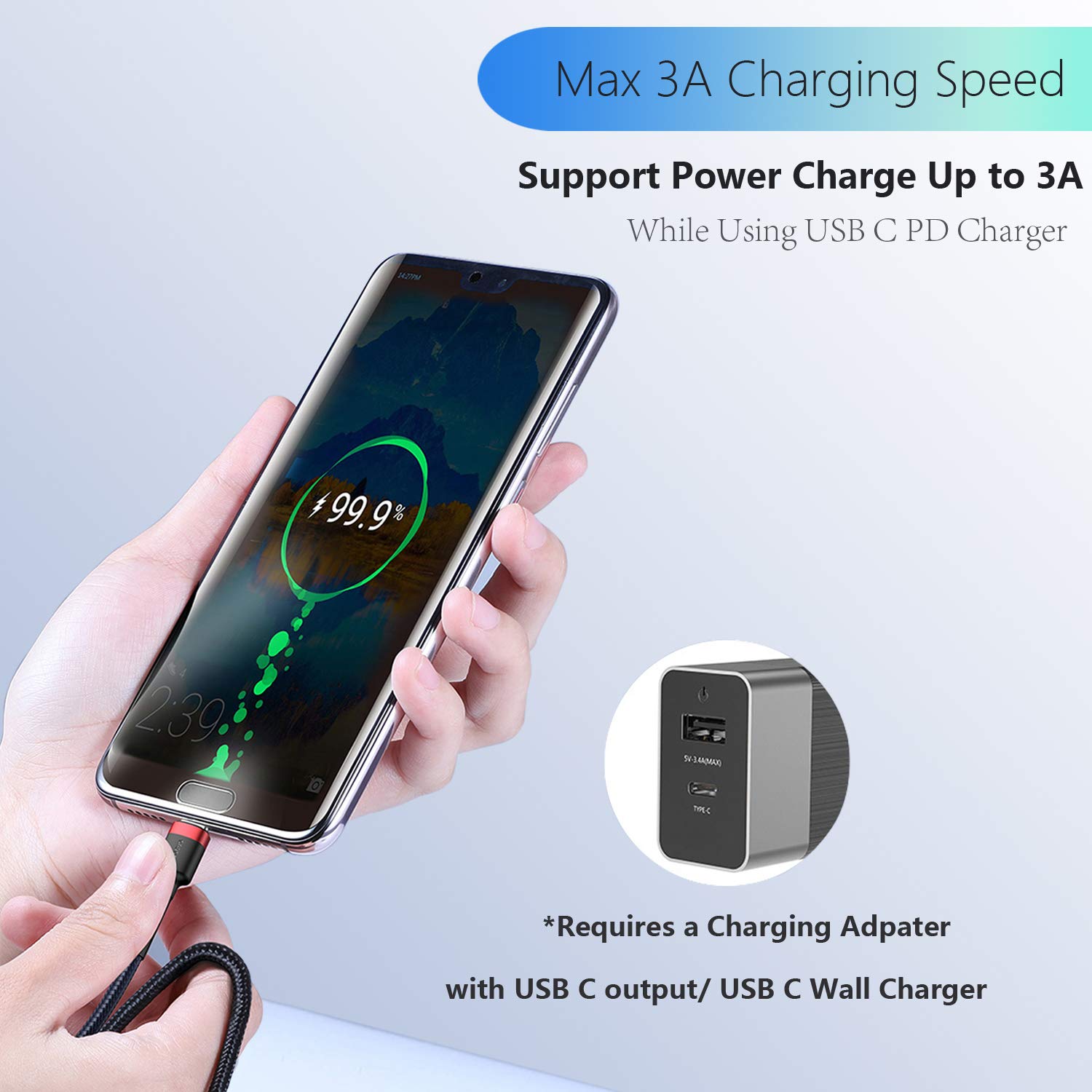 USB C Cable to USB C Cable, Mxcudu USB Type C Fast Charger(60W, 20V/3A) Nylon Braided Charging Cord Compatible with Google Pixel 3/3XL, Samsung Galaxy S9/S10, Huawei Matebook, MacBook(Black/Red)