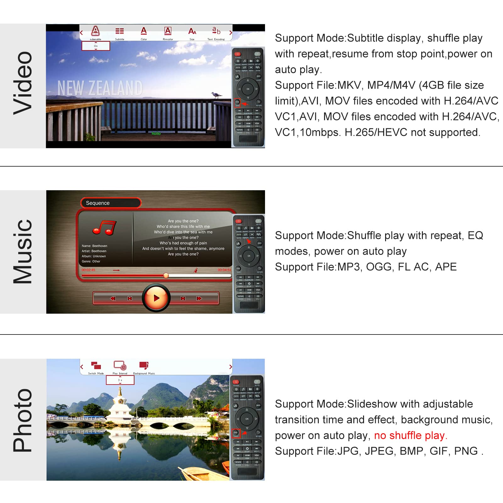 1080P Media Player with ONE AV Cable, Dual HDMI Outpus, Portable MP4 Player for Video/Photo/Music Support USB Drive/SD Card/HDD - HDMI/AV/VGA Output …